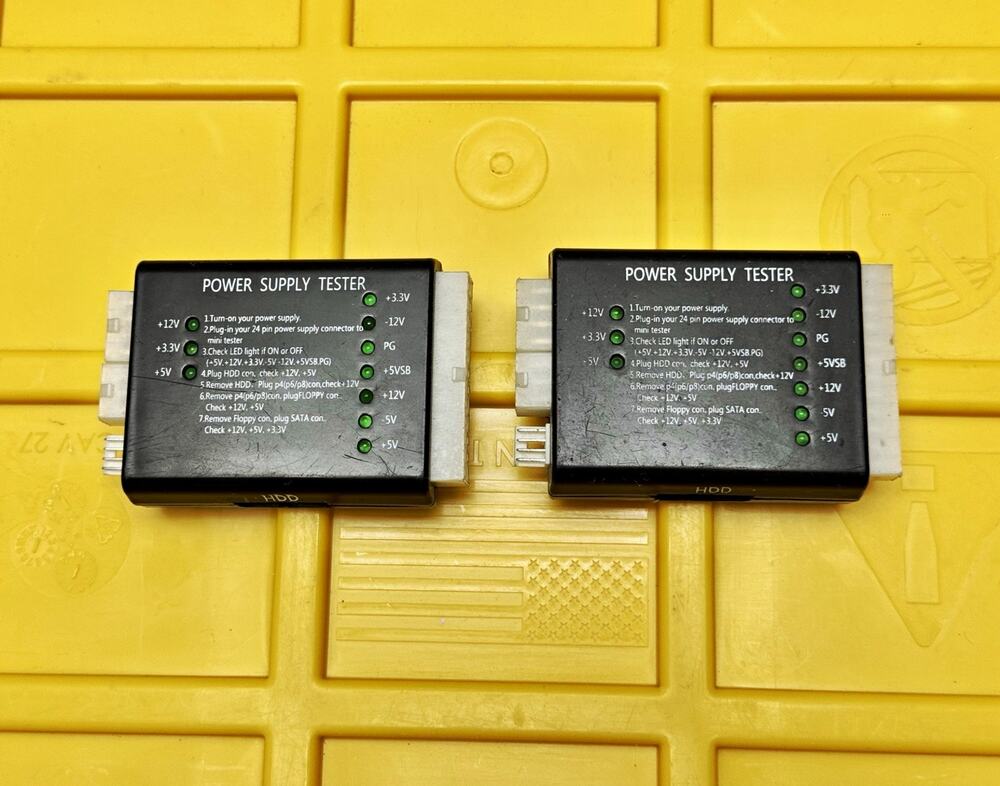 ATX Power Supply Tester Lot of 2, 20/24 Pin SATA Floppy Drive Connectors